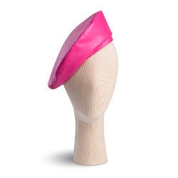 French Fuchsia Leather Beret