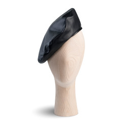 French Black Leather Beret