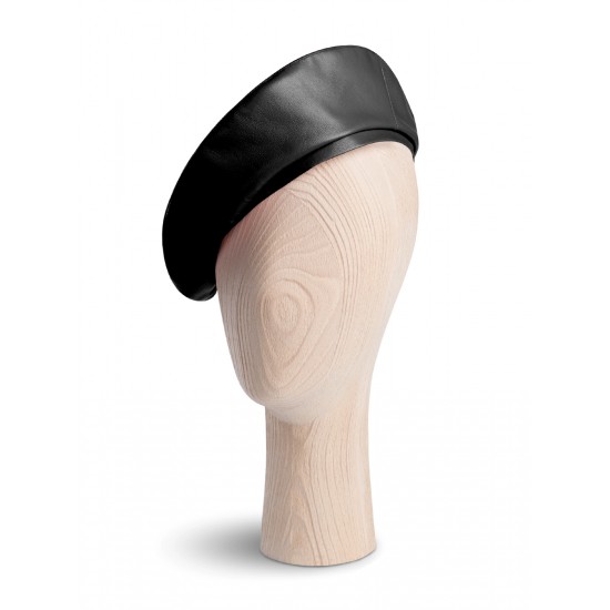 French Black Leather Beret