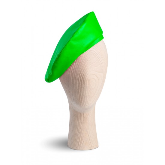 French Green Leather Beret