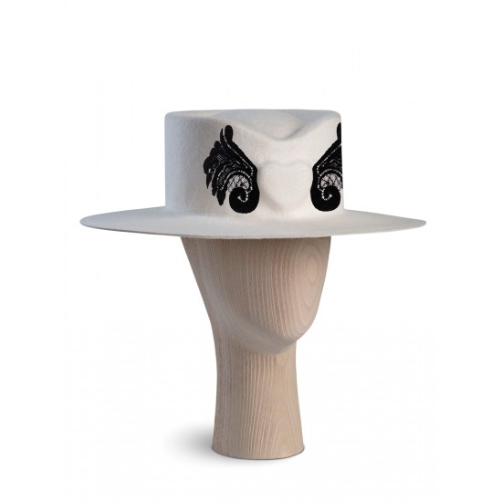 White Lace Heart Hat